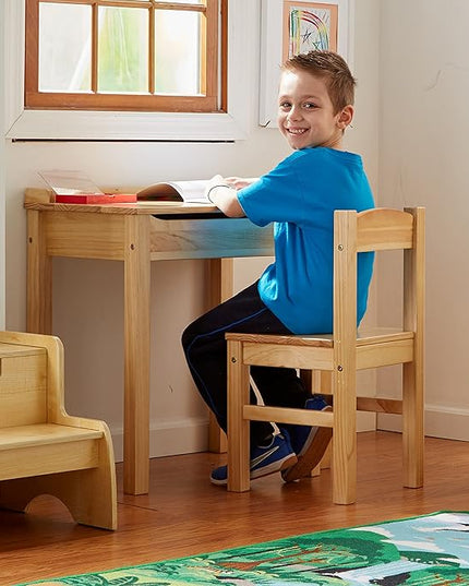 Melissa & Doug Wooden Lift-Top Desk & Chair - Honey - LeafyLoom