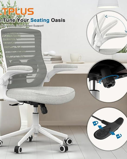 Office Chair, High Back Desk Chair with Adjustable Lumbar Support, Ergonomic Mesh Computer Chair with Premium Cold-Cured Cushion, Height Liftable Swivel Chair for Home Office - LeafyLoom