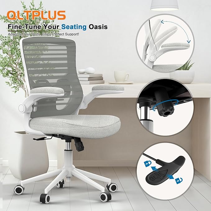 Office Chair, High Back Desk Chair with Adjustable Lumbar Support, Ergonomic Mesh Computer Chair with Premium Cold-Cured Cushion, Height Liftable Swivel Chair for Home Office - LeafyLoom