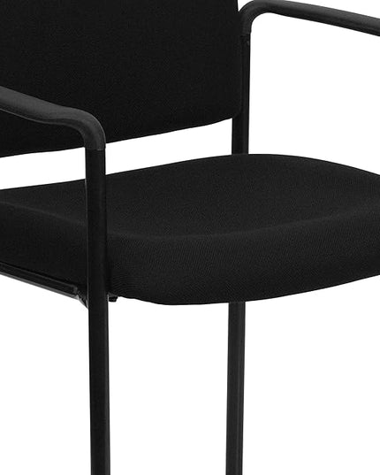 Flash Furniture Tiffany Side Reception Chair with Armrests, Stackable Fabric Waiting Room Chair for Commercial or Residential Use, Black - LeafyLoom
