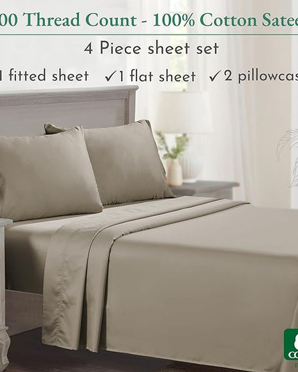 California Design Den California King Sheet Set - 100% Cotton, 600 Thread Count Deep Pocket Cal King Sheet Set, Luxury Soft Hotel-Quality Sheets with Sateen Weave - Taupe - LeafyLoom