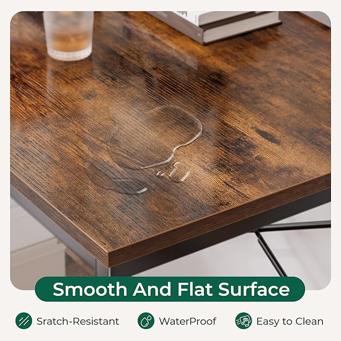 L Shaped Desk, 55 Inches Computer Desk with Reversible Storage Shelves, Gaming Desk, Corner Desk Home Office Desks, Writing Desk Study Desk with Metal Frame, Rustic Brown - LeafyLoom