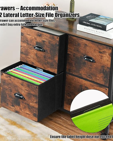 TOPSKY 4 Drawers Mobile Fabric Lateral File Cabinet with Casters for Letter SIze File (Rustic Brown) - LeafyLoom