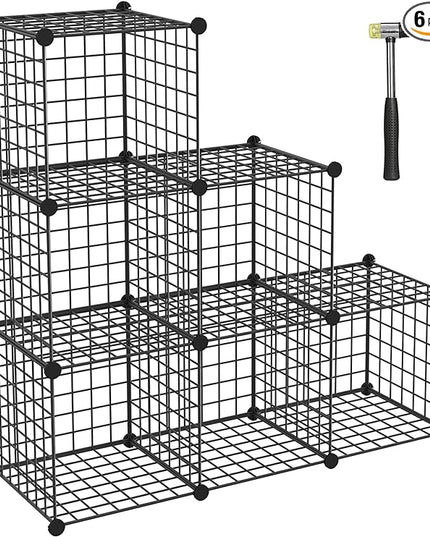 TUMUCUTE Wire Cube Storage Organizer, Metal Storage Shelves Bookshelf, Stackable Modular Closet Organizer for Bedroom Living Room, Office, Storage Shelves (6 Cubes, Iron) - LeafyLoom