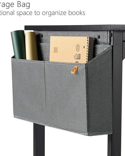 CubiCubi Computer Desk 47" Study Writing Table for Home Office, Modern Simple Style PC Desk, Black Metal Frame, Black - LeafyLoom