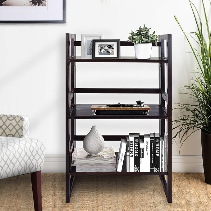Casual Home 3-Shelf Folding Student Bookcase 20.75" Wide-Espresso - LeafyLoom