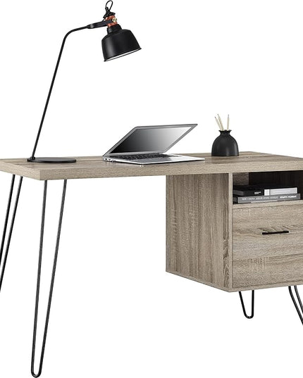 Ameriwood Home Landon Desk, Weathered Oak - LeafyLoom