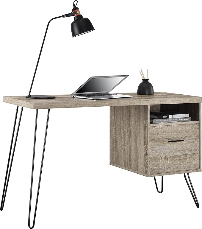 Ameriwood Home Landon Desk, Weathered Oak - LeafyLoom