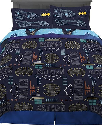 Franco Kids Bedding Super Soft Comforter and Sheet Set, 5 Piece Full Size, Batman - LeafyLoom