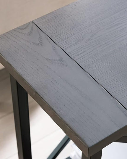Leick Home Chisel & Forge Narrow Side Recliner Table with Shelf, Smoke Gray and Matte Black, 12" W - LeafyLoom