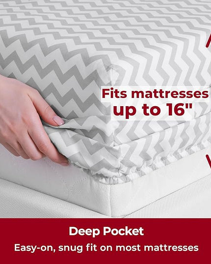 Mellanni California King Sheets Set - 4 PC Iconic Collection Bedding Sheets & Pillowcases - Hotel Luxury, Extra Soft, Cooling Bed Sheets - Deep Pocket up to 16 inch (Cal King, Chevron Gray) - LeafyLoom