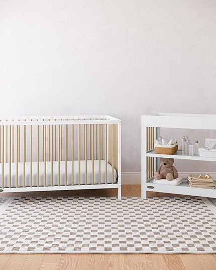Graco Teddi 5-in-1 Convertible Crib (White with Driftwood) – GREENGUARD Gold Certified, Converts to Daybed, Toddler & Twin Bed with Headboard and Footboard, Adjustable Mattress Height - LeafyLoom