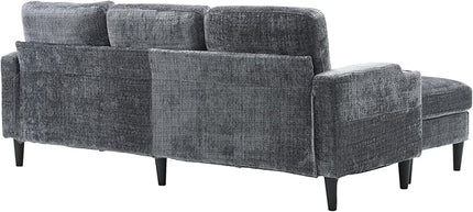 Convertible Sectional Sofa with Movable Storage Ottoman and Cupholders, 3 Seater L-Shaped Corner Couch,Chenille Upholstered Furniture w/Detachable Thicked Cushions for Living Room, Small Space - LeafyLoom