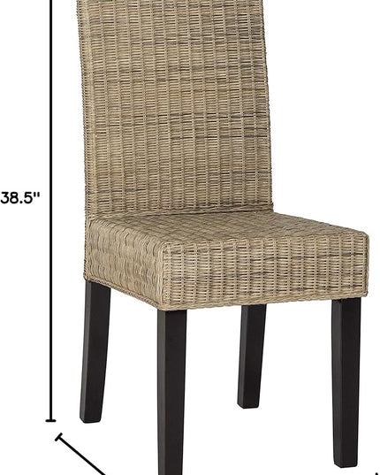 Safavieh Home Collection Odette Grey Wicker Dining Chair - LeafyLoom
