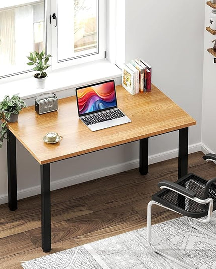 sogesfurniture 31.5 inches Small Computer Desk Teens Desk Study Table, Home Office Desk Computer Desk Gaming Desk Computer Table Sturdy Writing Workstation for Home Office, Teak+Black - LeafyLoom