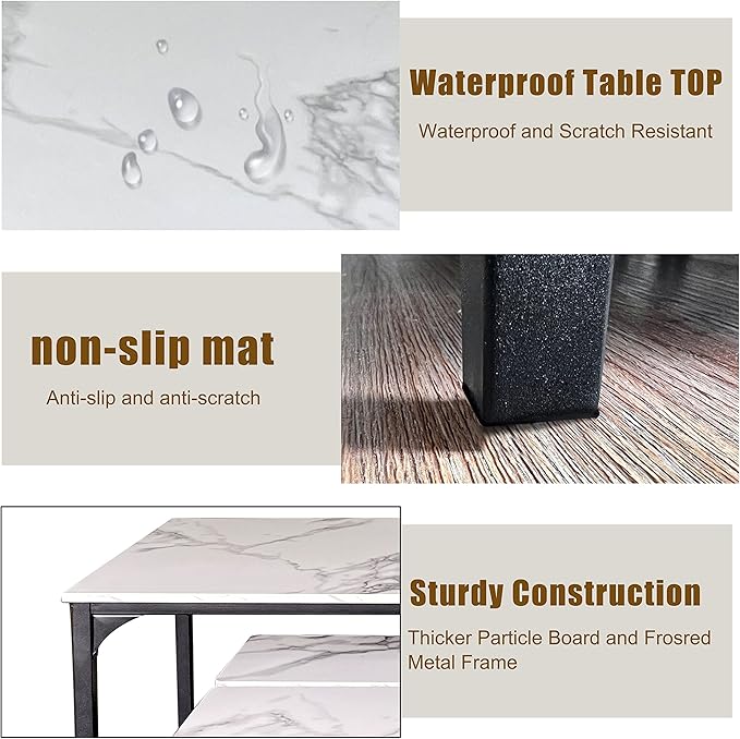 AT-VALY 5-Piece Bar Table Set with 4 Stools,Dining Room Table Set,Small Spaces (Black & White) - LeafyLoom