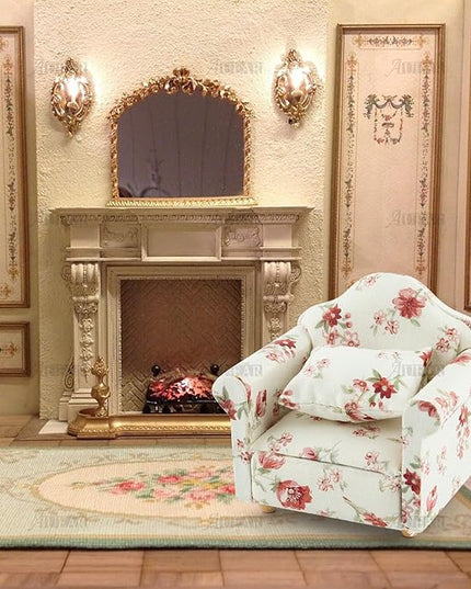 AUEAR, 1:12 Mini Wooden Sofa Arm Chair Furniture for Living Room - LeafyLoom