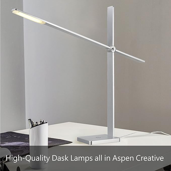 Aspen Creative 40041-1, 1-Light High Organizer Desk Lamp with Metal Lamp Shade and Rotary Switch, Modern Design in Black, 19" High - LeafyLoom