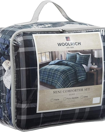 Woolrich Comforter Set, Cabin Lodge, Warm Cover for Colder Season, Modern Cottage-Inspired Down Alternative Ultra Soft Microfiber Bedding, Matching Sham, Plaid Navy King 3 Piece - LeafyLoom