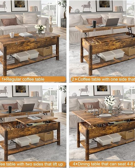 FABATO JS-TCT004-1108 Coffee Table, Rustic Brown - LeafyLoom