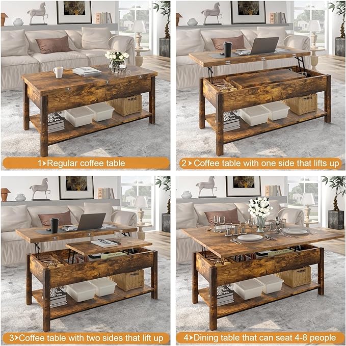 FABATO JS-TCT004-1108 Coffee Table, Rustic Brown - LeafyLoom