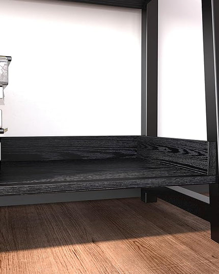 IRONCK Industrial Bookshelf 5-Tier 31.5in Wide, Bookcase Ladder Shelf, Storage Shelves Rack Shelf Unit, Accent Furniture Metal Frame, Home Office Furniture for Bathroom, Living Room - LeafyLoom