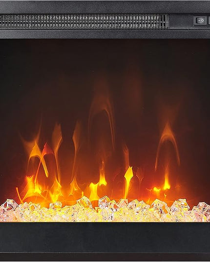 Henn&Hart Rectangular TV Stand with Crystal Fireplace for TV's up to 65" in Charcoal Gray, Electric Fireplace TV Stands for the Living Room - LeafyLoom