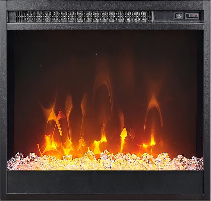 Henn&Hart Rectangular TV Stand with Crystal Fireplace for TV's up to 65" in Charcoal Gray, Electric Fireplace TV Stands for the Living Room - LeafyLoom
