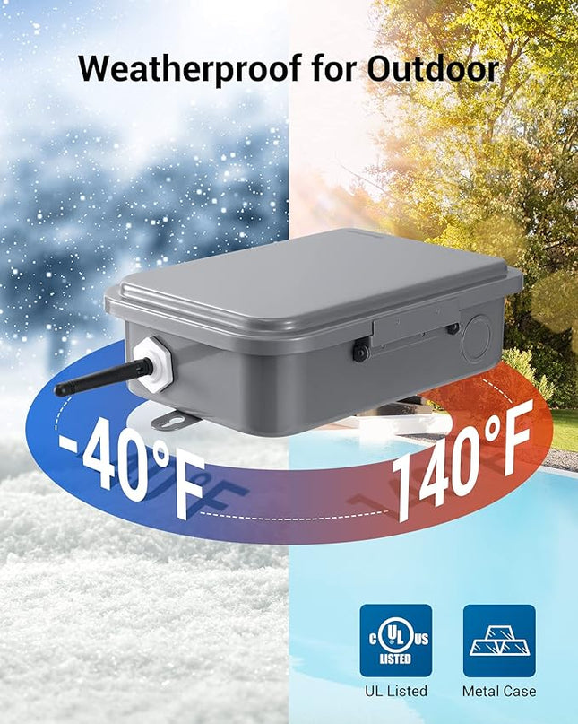 DEWENWILS Pool Pump Timer, Outdoor Wi-Fi Box, Heavy Duty 40A 120-277 VAC 2HP Wireless Controller Timer, Water Heater, Compatible with Smart Phone, Alexa, Google Assistant, UL Listed DEWENWILS