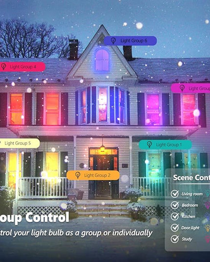 Smart Light Bulbs 4Pack, WiFi & Bluetooth 5.0, App Control, Color Changing LED Bulb, A19 E26 800LM Dimmable RGB Lights, 2700~6500K, Smart Home Lighting Works with Alexa Google Assistant Vanance