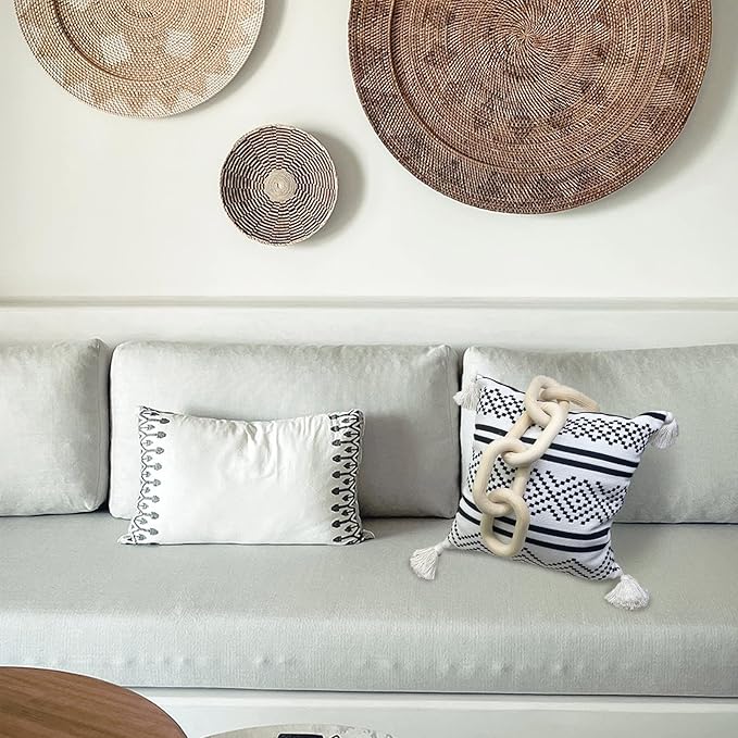 Wood Chain Link Decor | Hand Boho Carved Decor for Table, Shelf Decor Accents, Rustic Farmhouse Aesthetic 5 Link Chain Decor, Home Living Room, Bedroom, Entryway Coffee Table Decor(Wood Color) - LeafyLoom