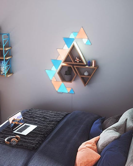 Nanoleaf Shapes Triangles and Mini Triangles WiFi and Thread Smart RGBW LED Dimmable Gaming and Home Decor Wall Lights Smarter Kit (17 Pack) NANOLEAF