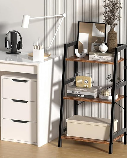 Bookshelf, Bookcase for Small Spaces, 3-Tier Shelf Bookcase, Short Shelf Storage Organizer for Living Room, Bedroom, Home Office, Kitchen, 11.8 "D x 16.5" W x 31.3 "H, Rustic Brown - LeafyLoom