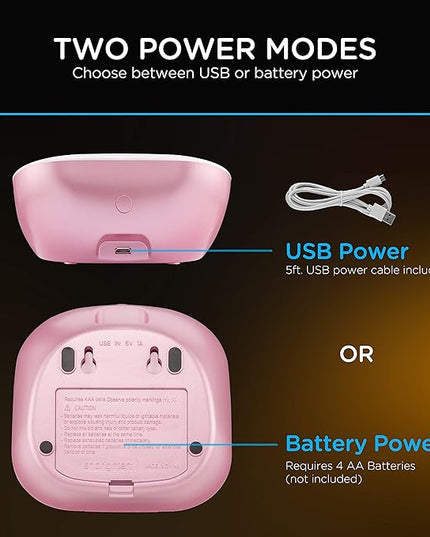 ENBRIGHTEN Night Light LED Table Lamp, Touch Sensor, Color Changing RGB, Wireless, Battery Operated, SleepLite, Sleep Friendly, Dimmable, Bedroom, Living Room, Office, Desk, Rose Gold, 47413 - LeafyLoom