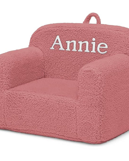 Delta Children Personalized Sherpa Cozee Chair - Customize with Name – Foam Kids Chair for Ages 18 Months and Up, Rose - LeafyLoom