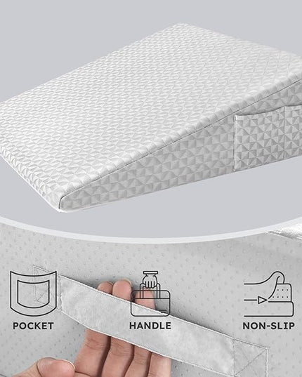 Bed Wedge Pillowcase 7.5“ Wedge Pillow Cover Cooling and Breathable Replacement Cover Light Grey (Wedge Pillow Cover Only) - LeafyLoom