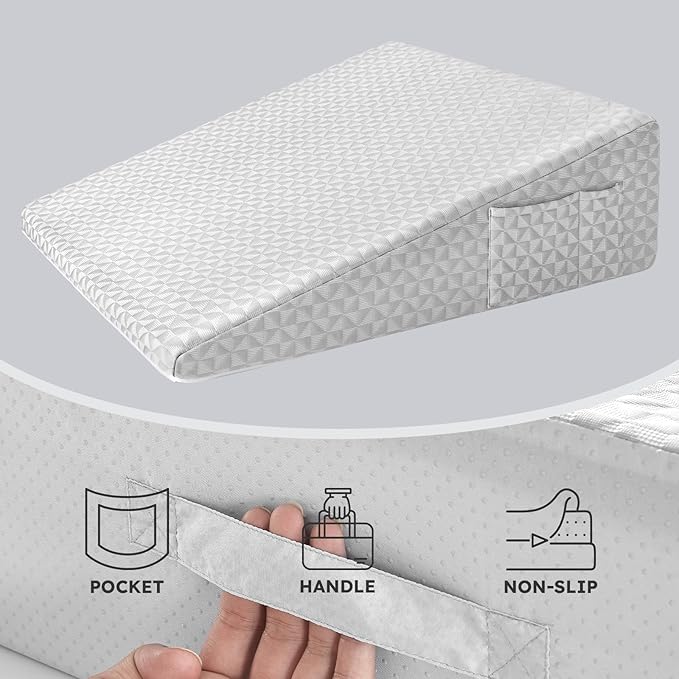 Bed Wedge Pillowcase 7.5“ Wedge Pillow Cover Cooling and Breathable Replacement Cover Light Grey (Wedge Pillow Cover Only) - LeafyLoom