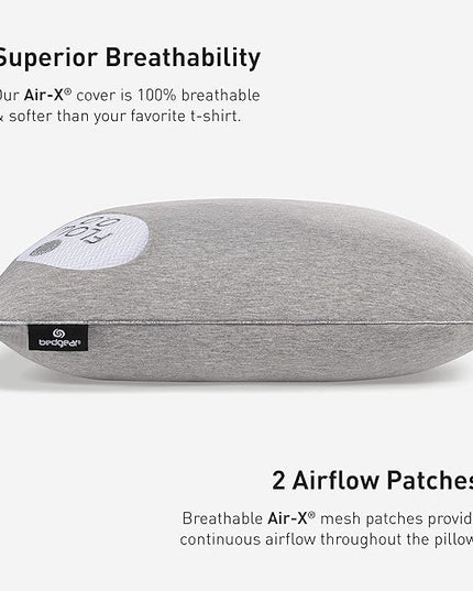 Bedgear Flow Cuddle Curve Pillow - Size 0.0 - Breathable Side Sleeper Pillow - Soft Bed Pillow - Hypoallergenic and Removable Cover - 20" W x 26" L x 4.75" H - LeafyLoom
