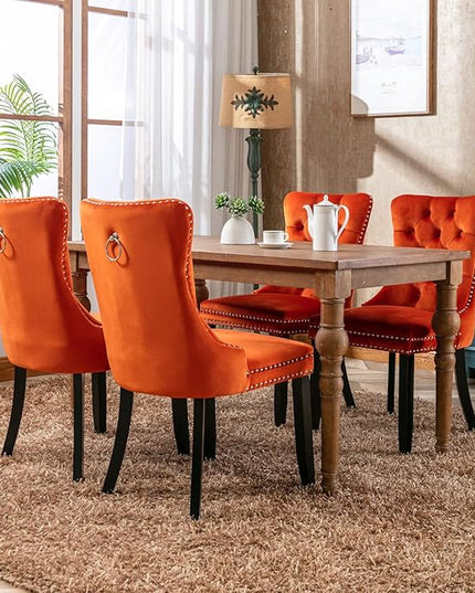 NicBex Haerin-SD-00094-LWJ Dining Chairs, 25.5"x19.7"x37.4", Orange - LeafyLoom