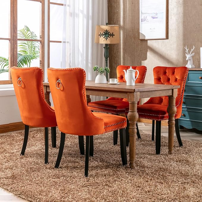 NicBex Haerin-SD-00094-LWJ Dining Chairs, 25.5"x19.7"x37.4", Orange - LeafyLoom