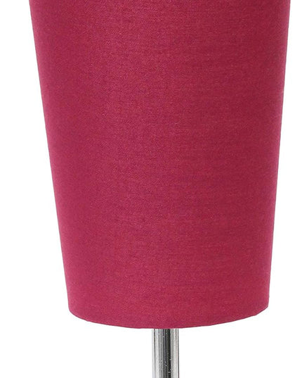 Simple Designs LT2061-PNK Mini Chrome Angled Fabric Shade Table Lamp, Pink - LeafyLoom