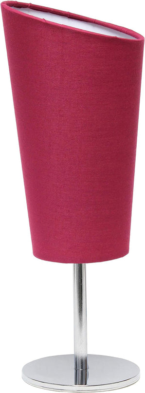 Simple Designs LT2061-PNK Mini Chrome Angled Fabric Shade Table Lamp, Pink - LeafyLoom