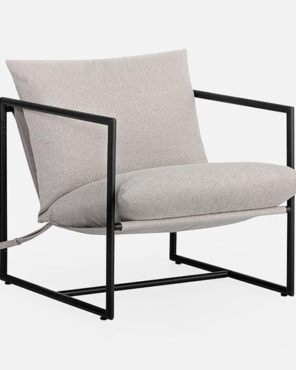 ZINUS Aidan Sling Accent Chair / Metal Framed Armchair with Shredded Foam Cushioning, Black - LeafyLoom