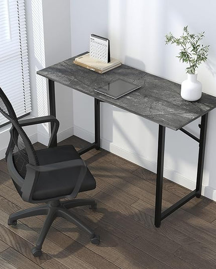 Folding Computer Desk 47 inch Writing Gaming Computer Camping Table, No Assembly Required Home Office Desk, Grey - LeafyLoom