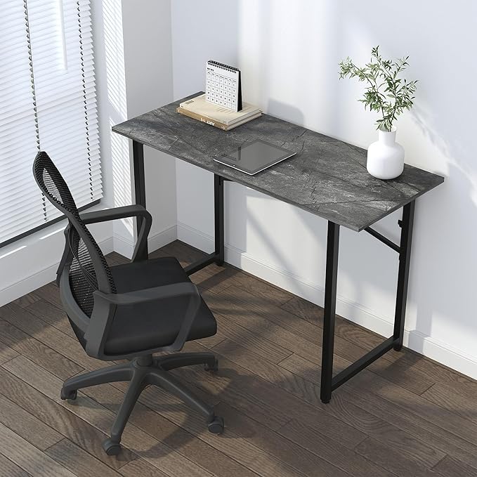 Folding Computer Desk 47 inch Writing Gaming Computer Camping Table, No Assembly Required Home Office Desk, Grey - LeafyLoom