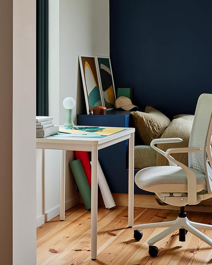 Branch Daily Desk - Functional At Home Office Desk with Effortless Assembly, Timeless Design, Rounded Corners, and Built-in Cable Notch - 48” W x 28.5” H x 24” D - Walnut White Work Table - LeafyLoom