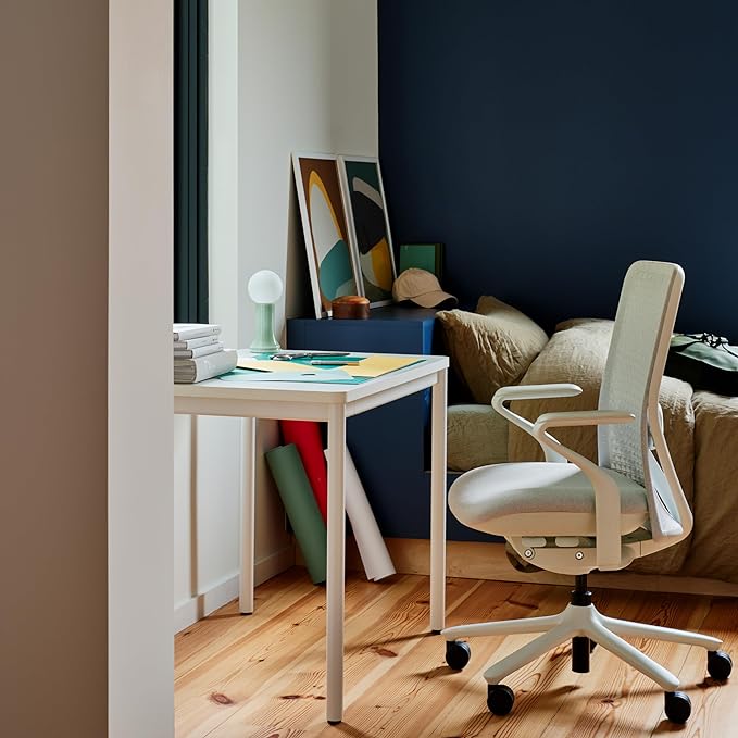 Branch Daily Desk - Functional At Home Office Desk with Effortless Assembly, Timeless Design, Rounded Corners, and Built-in Cable Notch - 36” W x 28.5” H x 24” D - Walnut White Work Table - LeafyLoom