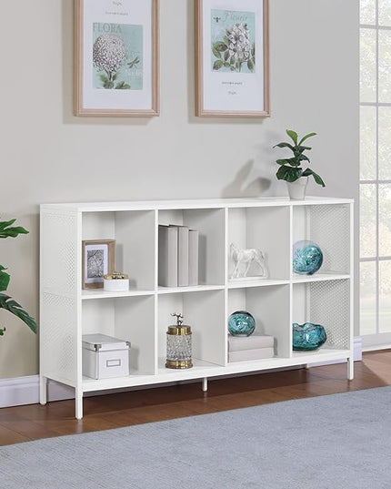 OSP Home Furnishings Ace Contemporary Modern Storage Cube Bookcase, 8 Cubes, White Finish - LeafyLoom