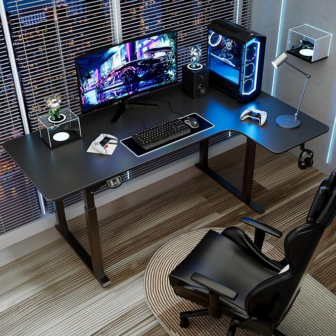 Dripex Standing Desk, 63"/ 71" L Shaped Desk Adjustable Height, Electric Corner Stand Up Desk Large Home Office Desk Computer Workstation, Dual Motor Sit Stand Desk 4 Legs, Super Stable - LeafyLoom