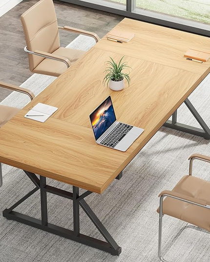 70.8-Inch Large Executive Desk, Modern Computer Office Desk, Wooden Writing Desk Study Table for Home Office - LeafyLoom